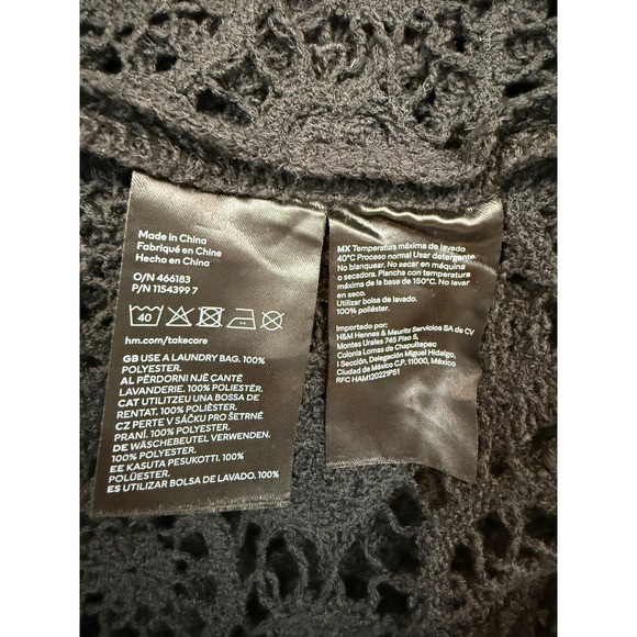 **HOT** H&M Black Crochet Maxi Dress Size M Whimsigoth Witchcore - Picture 8 of 10